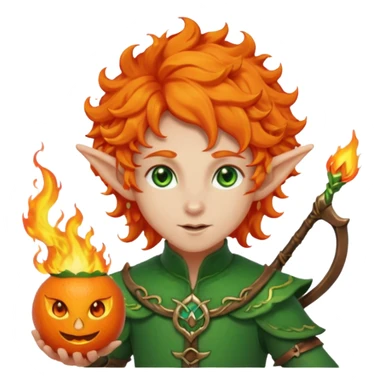 Orange Haired Elf, Archer elf with flaming orange curls sticker