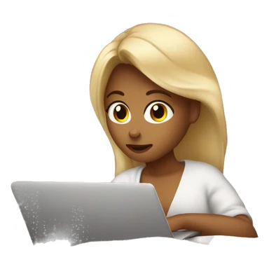 Tanned girl with blonde hair laying in bed watching a movie on a laptop with a blanket around her sticker