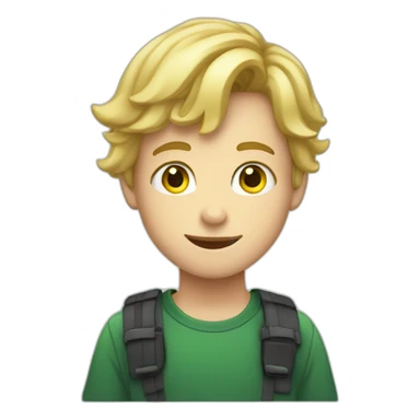 14 years ils boy who has Green eyes, blond hair and oval face with yellow teeth sticker