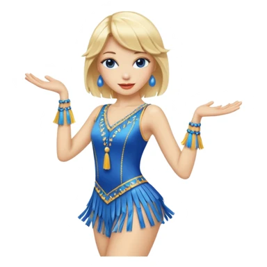 blue jazz style dance costume with tassels on blonde sticker