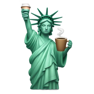 statue of liberty drinking coffee sticker
