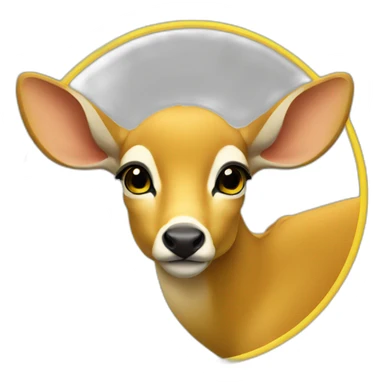 big doe eyes in yellow circle sticker