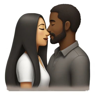 BLACK Man with dark VERY SHORT hair WITH beard kissing HISPANIC woman with VERY long STRAIGHT brown hair sticker