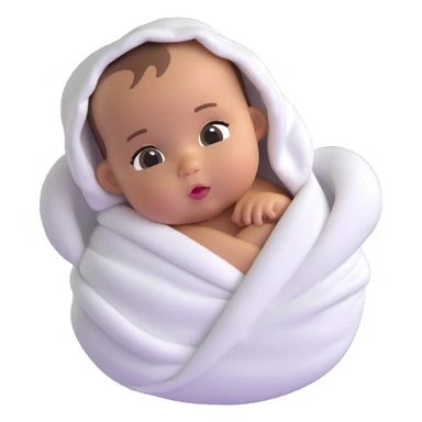 lightly tanned baby swaddled in a white blanket sticker