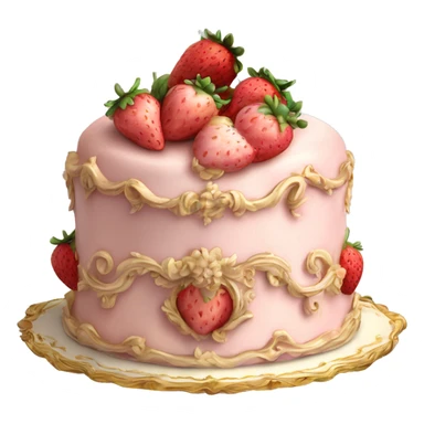 vintage rococo highly detailed pale pink cake with strawberries sticker