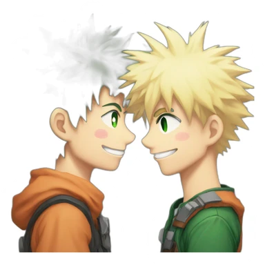 Deku et Bakugo bisous sticker