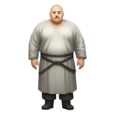 big fat man slavic stands big belly in prisoner robe sticker