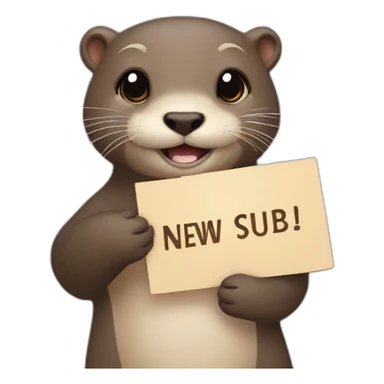 otter holding a sign with the text NEW SUB sticker