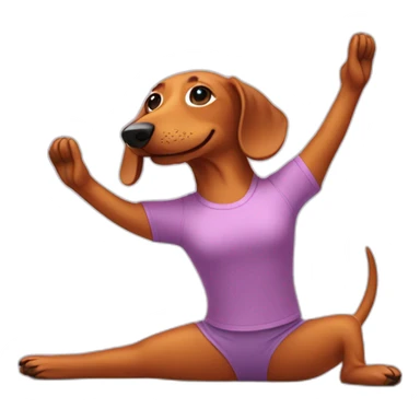 wiener dog in a yoga outfit stretching sticker