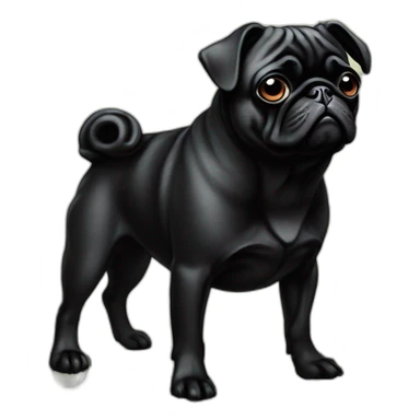 A cyberpunk black pug in Art Nouveau style during 1910 sticker
