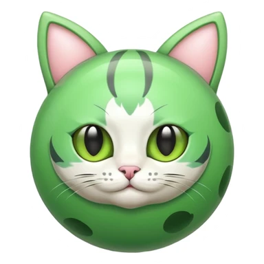 Cute green ball with cat ears with wheels sticker