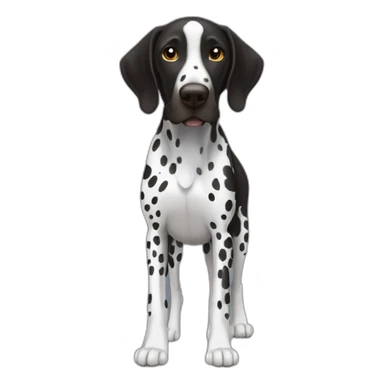 black german shorthair pointer, full black head, without white on the head, with white hair on the snout, black and white spotted body sticker