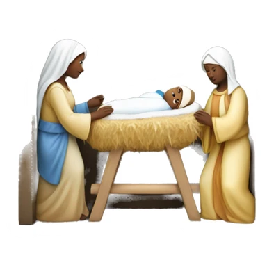 Nativity scene, baby on a manger, Mary and Joseph sticker