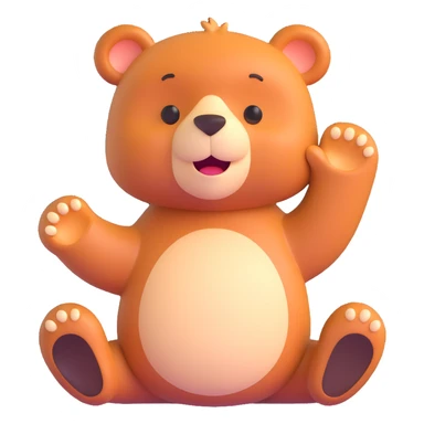 sweet cute bear waving hello friendly expression sticker