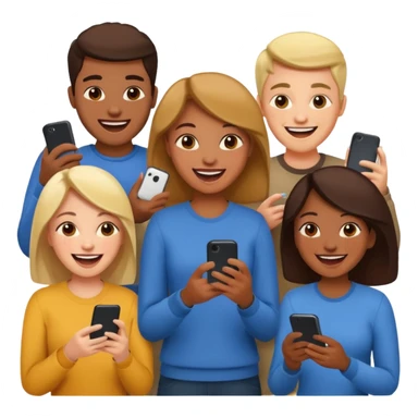 group of friends playing a game on their cell phone sticker
