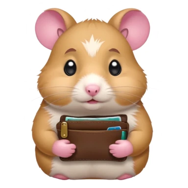 cartoon-style hamster melancholy expression opening his wallet to showcase nothing sticker