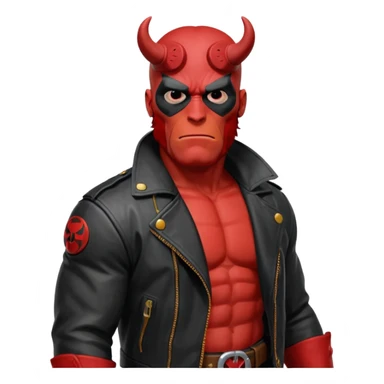 cinematic realistic portrait superhero Hellboy by Mike Mignola sticker