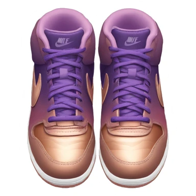 Realistic pair of metallic dark purple to rose gold ombre Nike Sneakers facing front. sticker