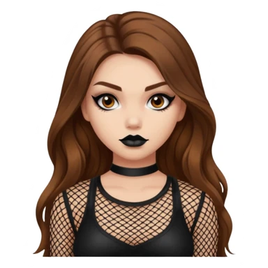a pretty bratz fair girl with brown long hair styled well, looking like a baddie in a fishnet top sticker