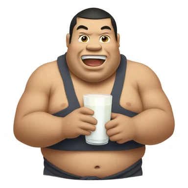 Sumo wrestler drinking milk sticker
