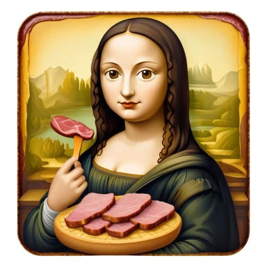 surreal style art mona lisa SPAM MEAT painting  sticker
