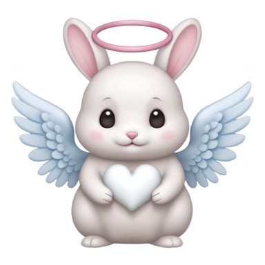 small bunny and marshmallow each with angel wings standing together sticker