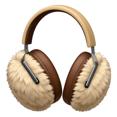 Warm brown beige completely fluffy earmuffs sticker