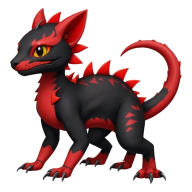 Cherry-Red and Jet-Black Fierce Fiery Mohawked Gothic Salandit-Litten-Torracat-hybrid-creature (full body) sticker