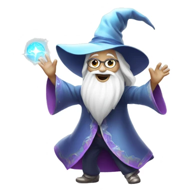 a kawaii old white wizard dancing disco sticker