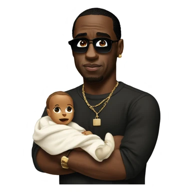 P. Diddy holding a baby sticker