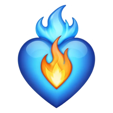 Blue heart with big BLUE flame sticker