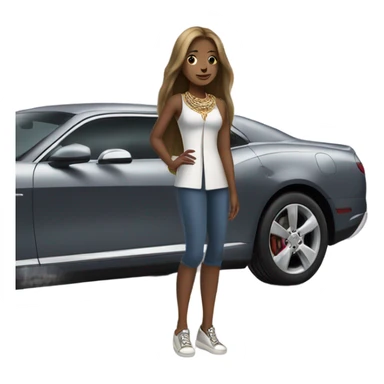 girl with car and jewelry sticker