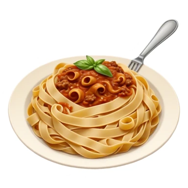 Cinematic Realistic Tagliatelle al Rag√π Dish Emoji, showcasing hand‚Äêcut pasta enveloped in a rich, slow‚Äêcooked meat sauce rendered with detailed textures and hearty, inviting lighting. sticker
