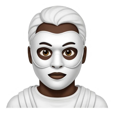 half-man-half-mask dark eyes dark mouth sly face white mask sticker