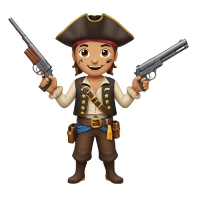 Pirates emoji holding gun and standing on shore  sticker