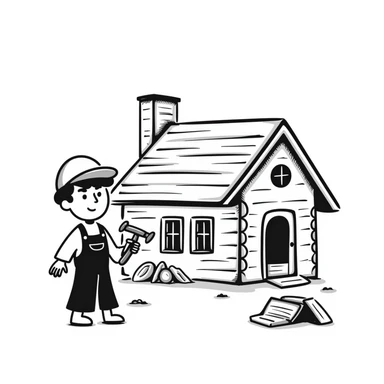 under construction log house sticker