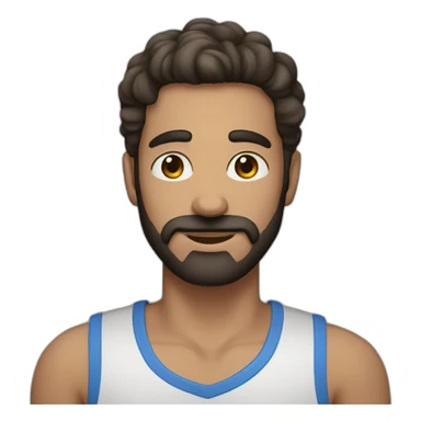 man's face with blues eyes and with dark brown beard and hair with grey streaks in it  sticker