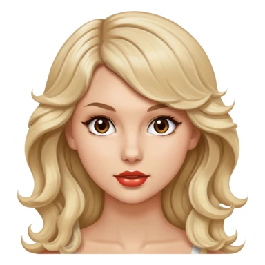 Blonde model with brown eyes, long wavy hair, Taylor Swift sticker