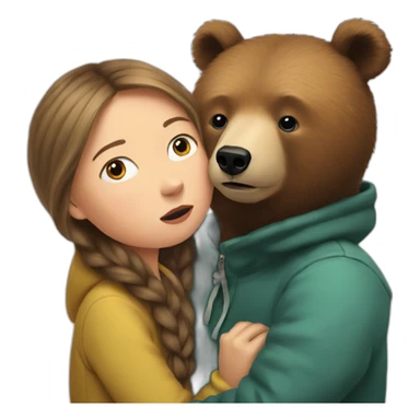 greta thunberg kiss an bear sticker