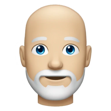 A bald white man with gray goatee beard blue eyes sticker