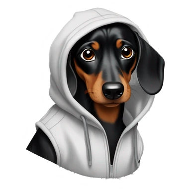Black and brown dachshund wearing a hoodie sticker