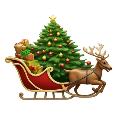 Sleigh with a Christmas tree sticker