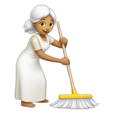 A white Indian lady cleaning sticker