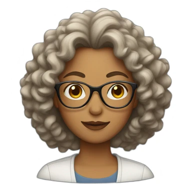 mother with long curly hair and glasses sticker