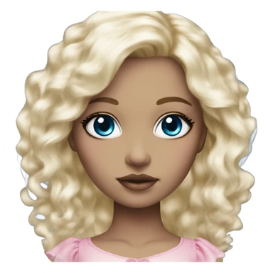 ocean blue doll eyes, blonde hair, feminine, pink, girl, angelic sticker