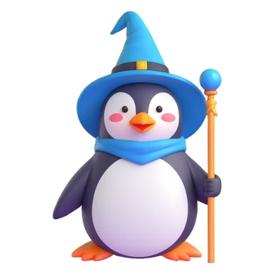 A penguin wizard sticker
