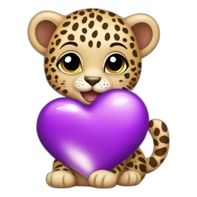 Baby leopard holding a purple heart  sticker