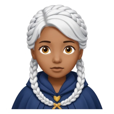 braid white hair, brown skin girl, navy cloak sticker