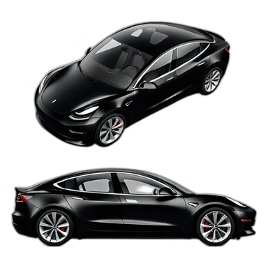 Hyper realistic black Tesla Model 3, left side view sticker