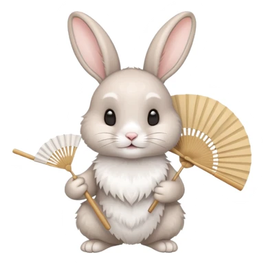 A rabbit hold a folding fan playfully sticker